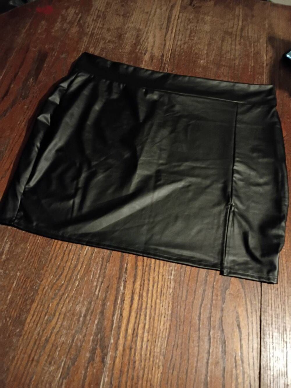 New 3X D Rock Black Soft Faux Leather Sexy Bodycon Mini Skirt